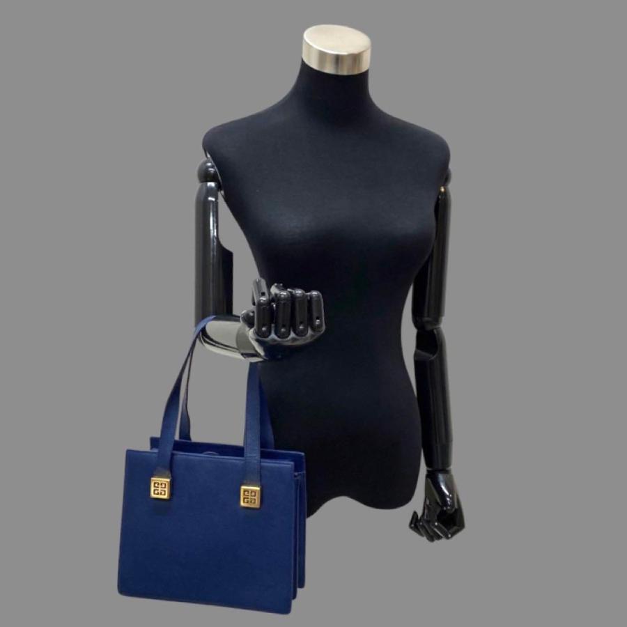 ジバンシー 4G ロゴ 金具 ハンドバッグ ブラック レザー ほぼ未使用 希少品 GIVENCHY ジバンシィ 4G ロゴ 金具 カーフ