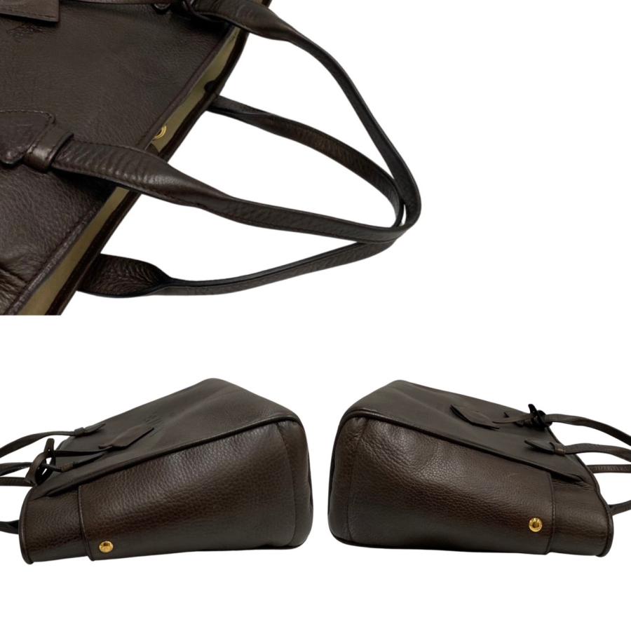 美品 ロエベ ヘリテージ トートバッグ オールレザー 茶 ハンド ストラップ LOEWE（ロエベ） 極 美品 希少品 ヘリテージ ロゴ 刻印 レザー 本革