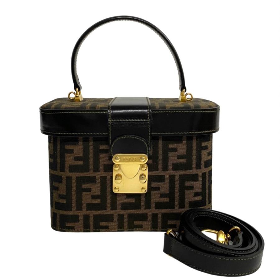 FENDI（フェンディ） 極 美品 箱 袋付き ズッカ 柄 ロゴ レザー 本革