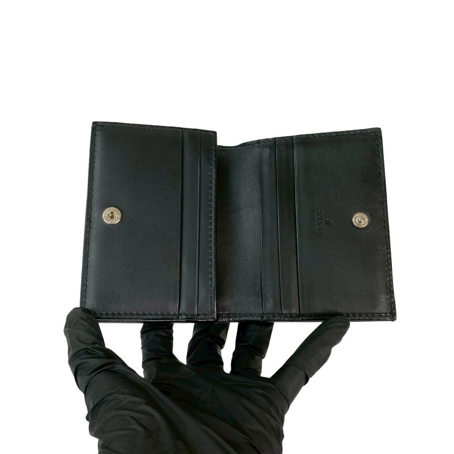 GUCCI（グッチ） 極 美品 シマ GG ロゴ 金具 レザー 本革 二つ折り