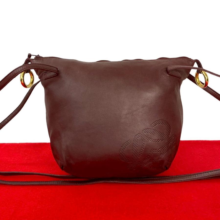 【美品】LOEWE ロエベ アナグラム レザー ショルダーバッグ ブラウン LOEWE（ロエベ） 極 美品 ヴィンテージ アナグラム ロゴ ナッパ レザー