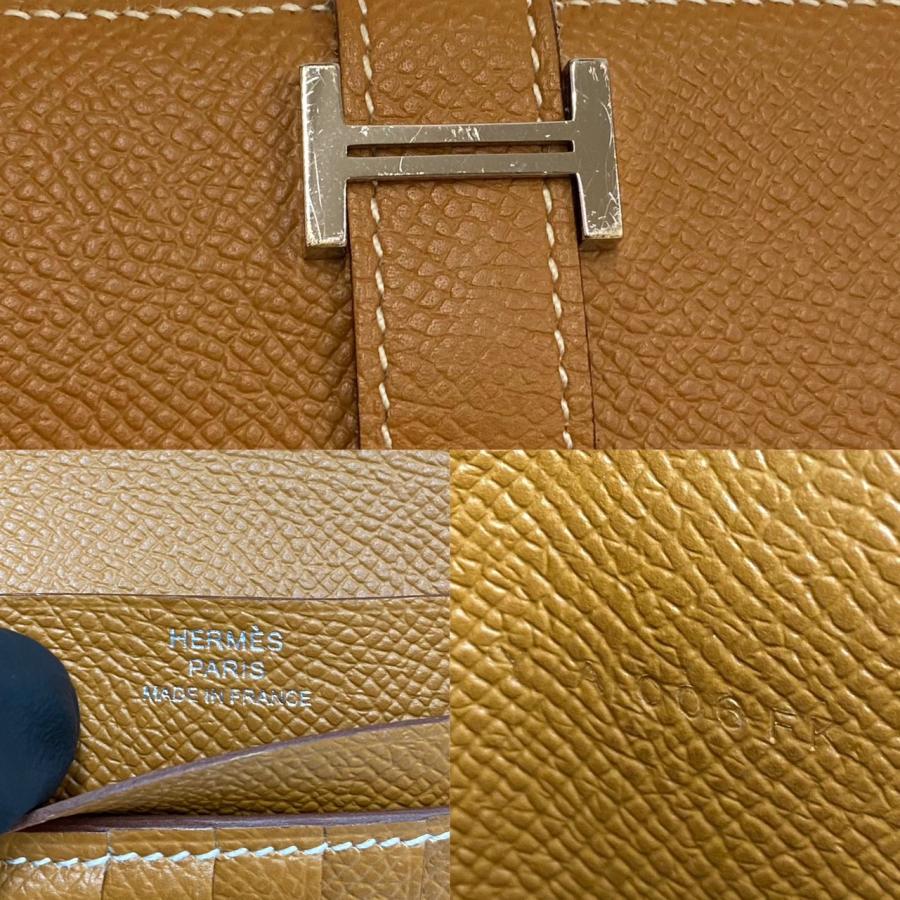 未使用保管品 希少品 Y刻印 HERMES エルメス ベアン コンパクト ヴォーエプソン レザー 本革 二つ折り 財布 ウォレット ブラウン 28030 HERMES（エルメス） 未使用保管品 希少品 Y刻印 ベアン コンパクト