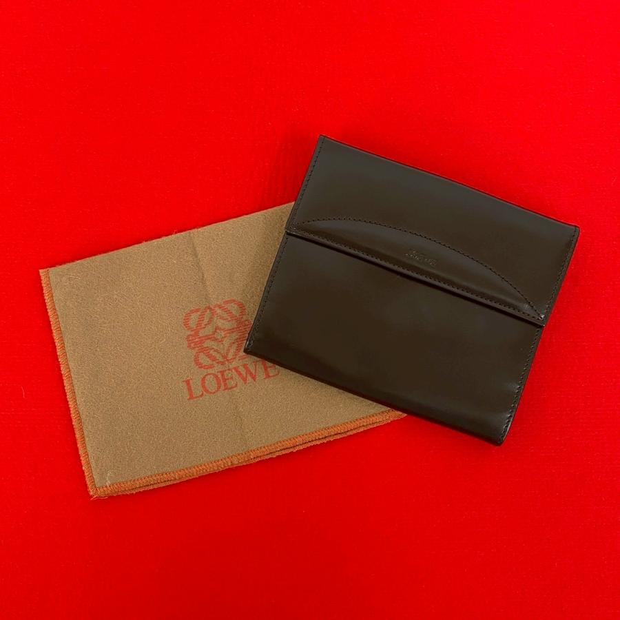 LOEWE（ロエベ） 未使用保管品 袋付 希少品 ロゴ 刻印 レザー 本革 二