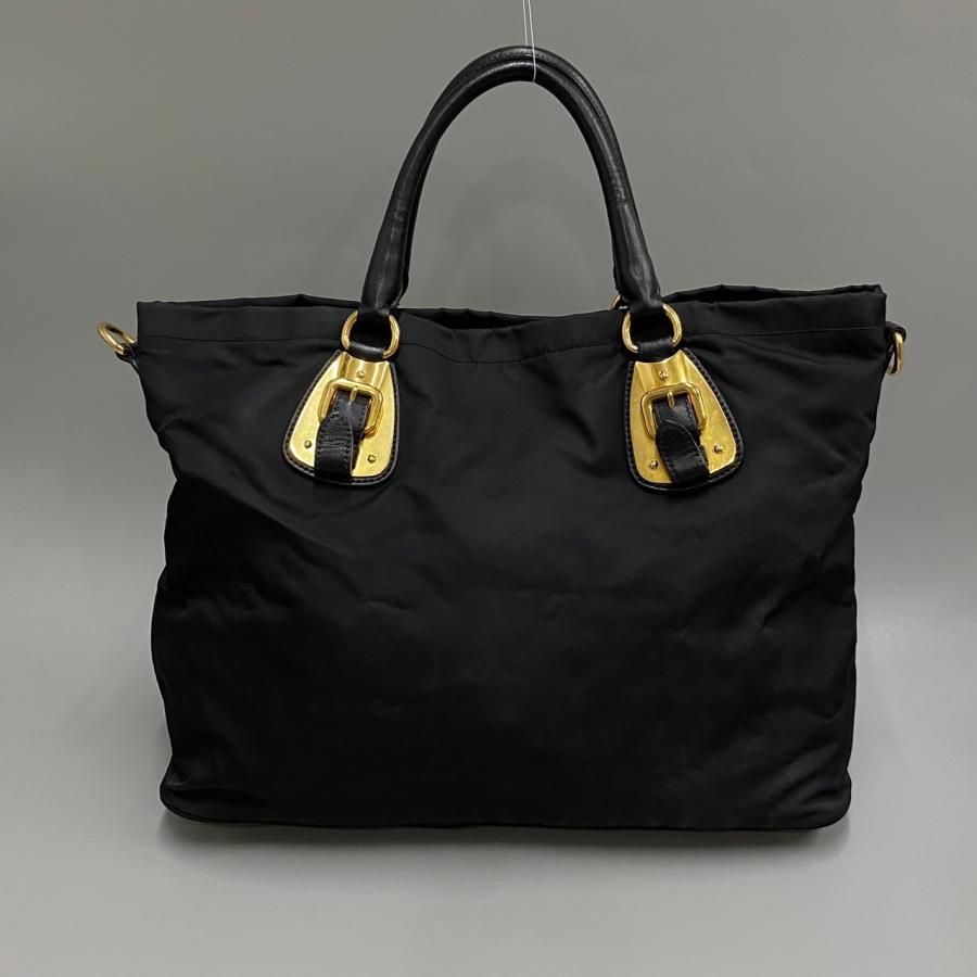 PRADA（プラダ） 美品 保存袋付 ロゴ 金具 ナイロン レザー 本革 2way