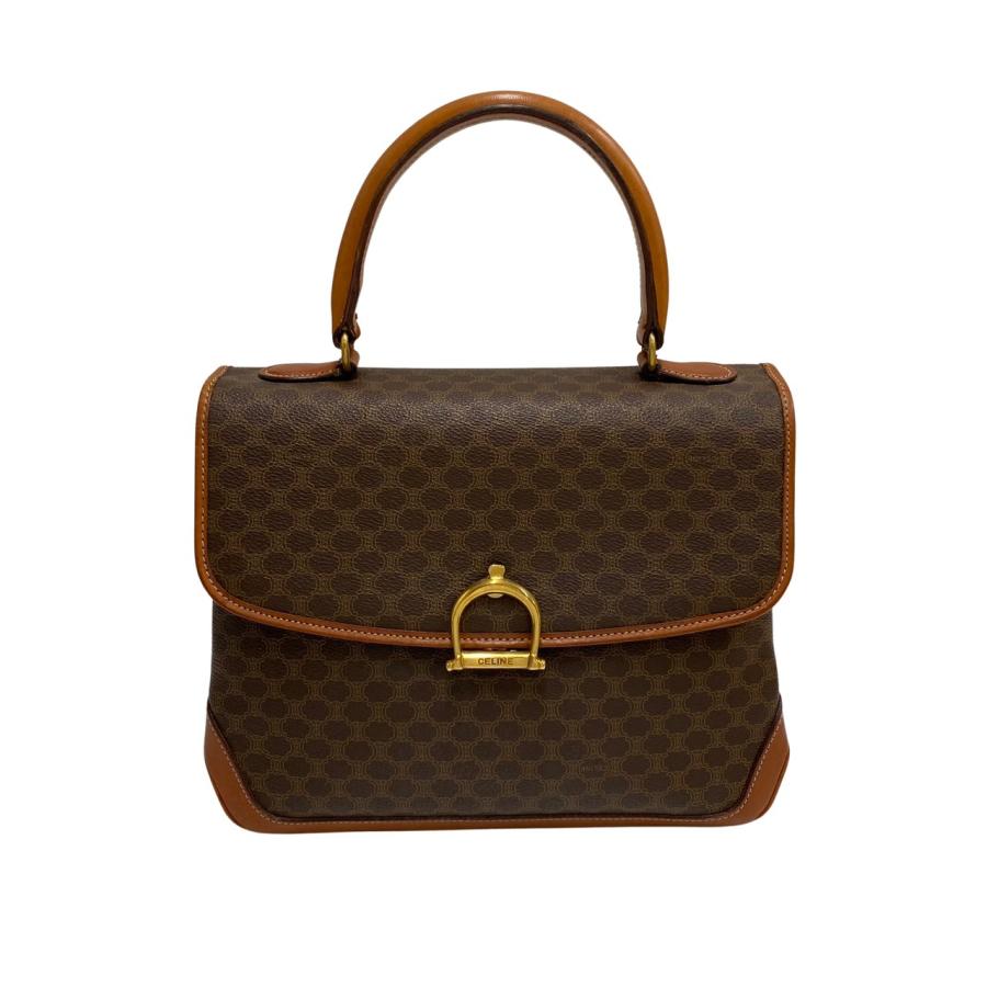 CELINE ブラウンレザー ハンドバッグ CELINE セリーヌ レザー ハンドバッグ ブラウン 送料無料