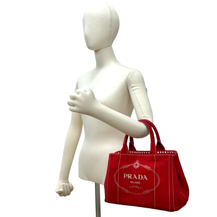 PRADA（プラダ） ほぼ未使用 袋付き カナパ ロゴ チェック柄