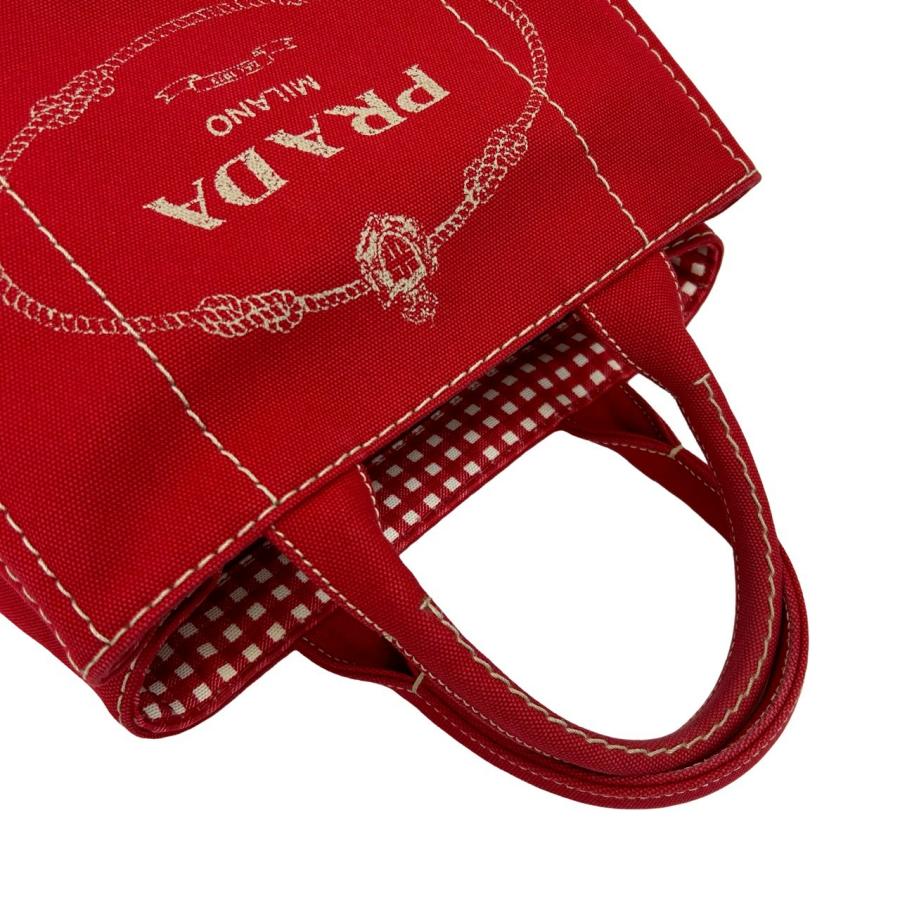 PRADA（プラダ） ほぼ未使用 袋付き カナパ ロゴ チェック柄