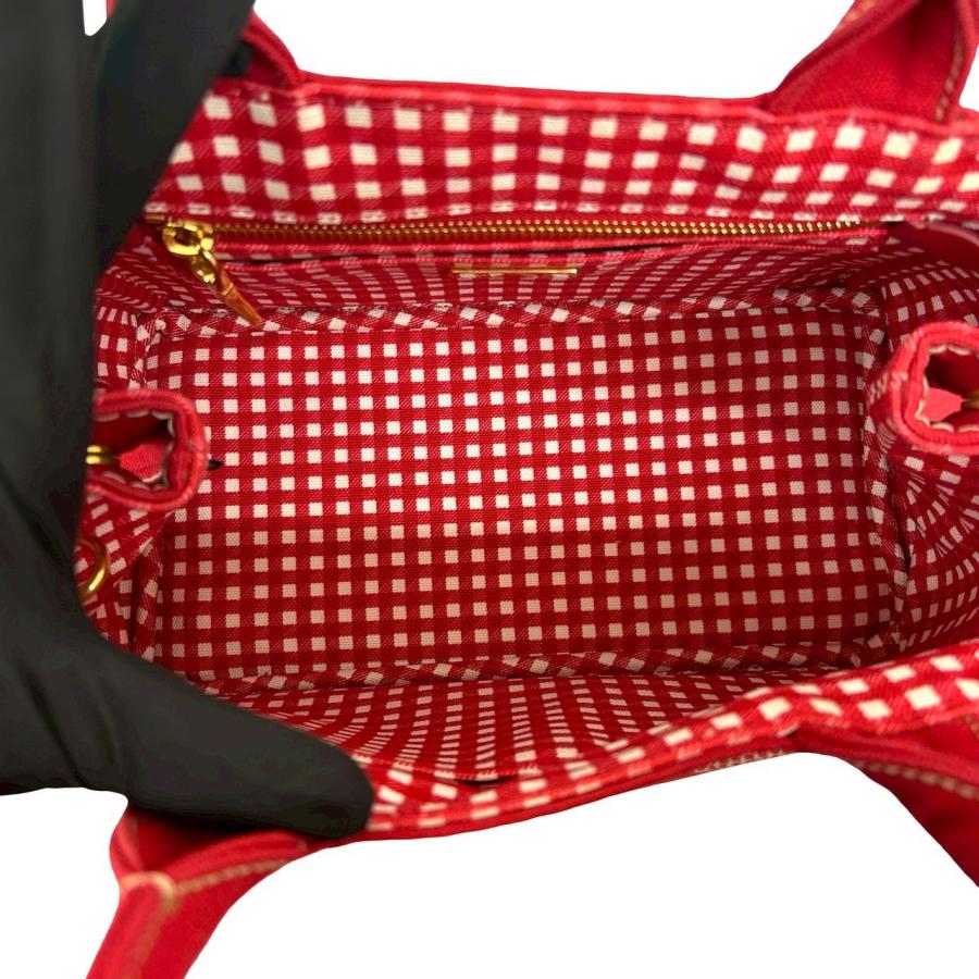 PRADA（プラダ） ほぼ未使用 袋付き カナパ ロゴ チェック柄
