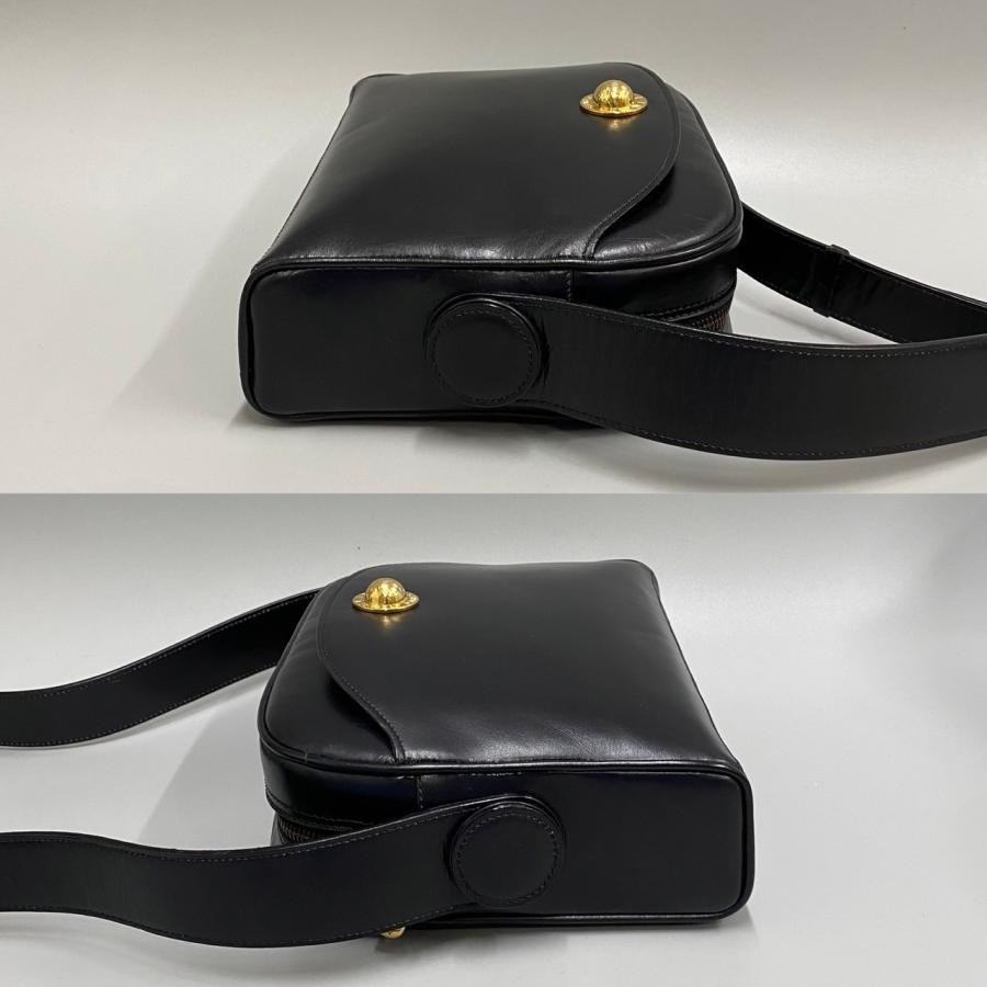 CELINE 美品 保存袋付 セリーヌ スターボール ロゴ 金具 カーフ レザー 