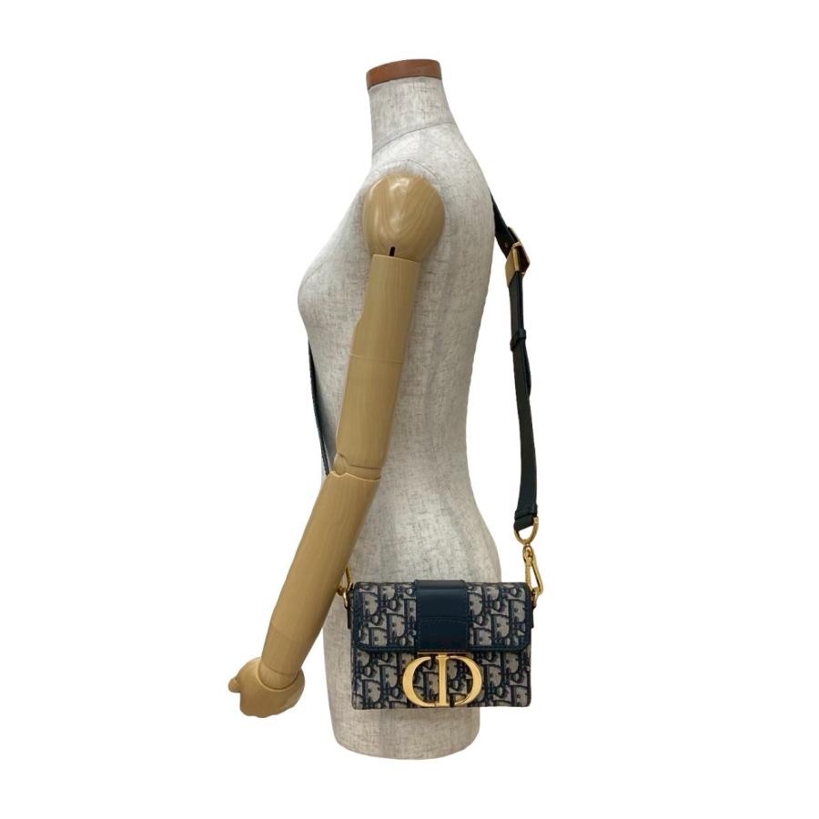 ほぼ未使用 Christian Dior ディオール トロッター 30 モンテーニュ オブリーク レザー キャンバス ミニ ショルダーバッグ ネイビー 23229 ほぼ未使用 Christian Dior ディオール トロッター 30 モンテーニュ