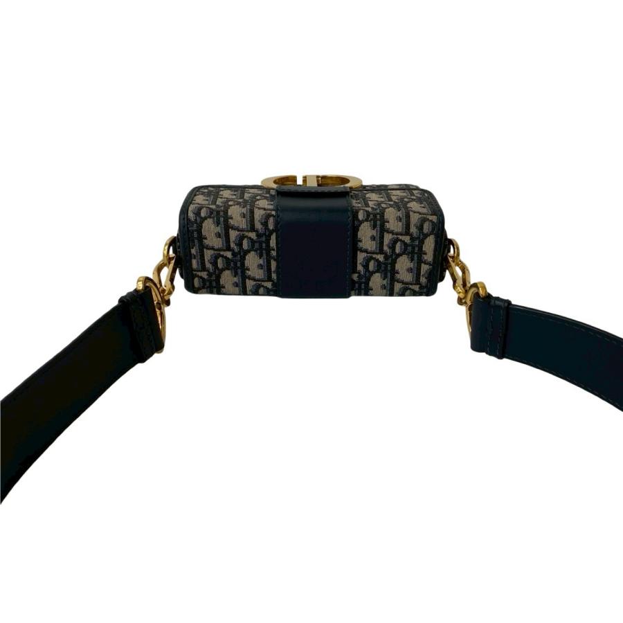 ほぼ未使用 Christian Dior ディオール トロッター 30 モンテーニュ オブリーク レザー キャンバス ミニ ショルダーバッグ ネイビー 23229 ほぼ未使用 Christian Dior ディオール トロッター 30 モンテーニュ