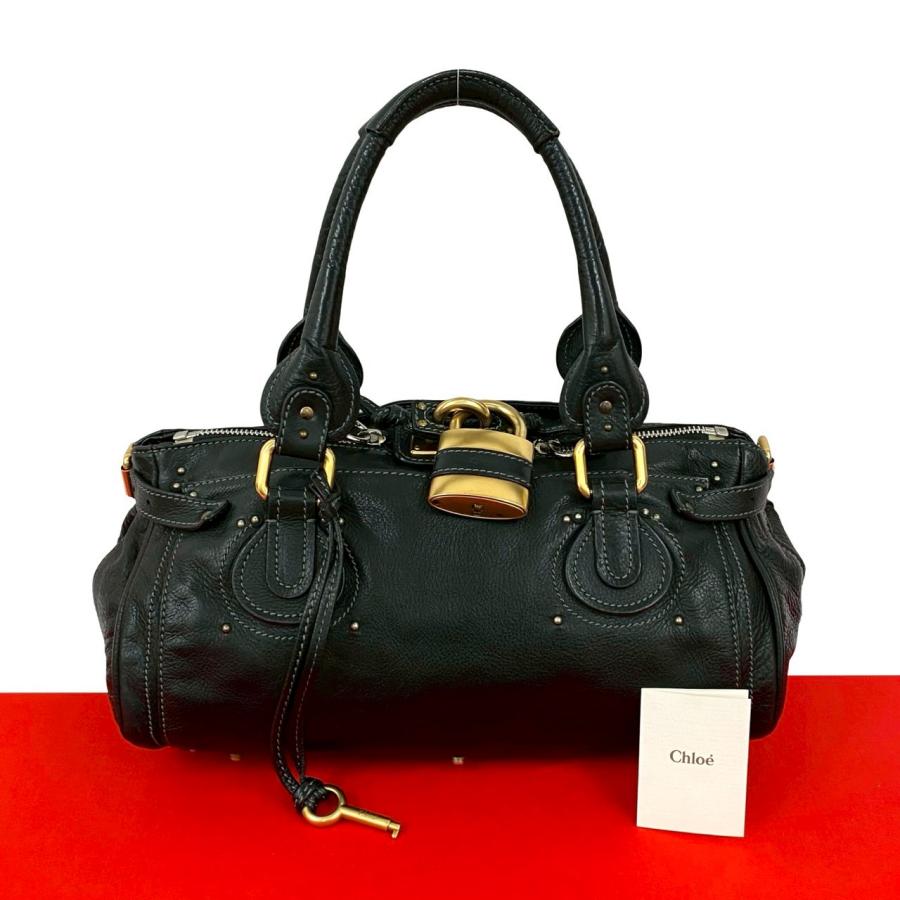 Chloe【クロエ 】ハンドバッグブラックエクリプス ミニボストンバッグ Chloe（クロエ） 極 美品 希少品 鍵付き パディントン ロゴ 金具