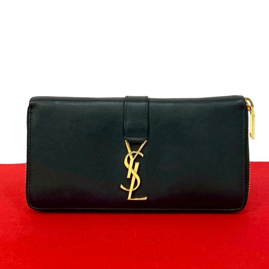 極 美品 SAINT LAURENT PARIS サンローランパリ YSL カサンドラロゴ 
