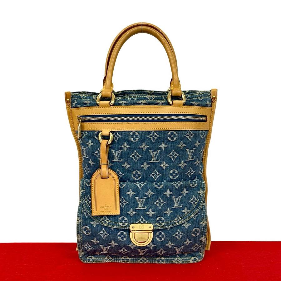 ルイヴィトン LOUIS VUITTON トートバッグ モノグラム デニム LOUIS VUITTON（ルイ・ヴィトン） 極 美品 フラット ショッパー