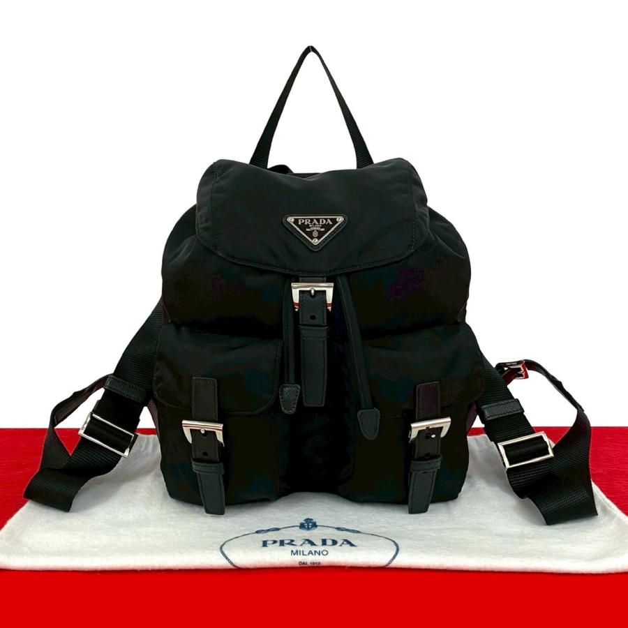 美品✨ プラダ リュック バックパック テスートナイロン 三角ロゴ ブラック PRADA（プラダ） 極 美品 袋付き 三角ロゴ 金具 テスート ナイロン