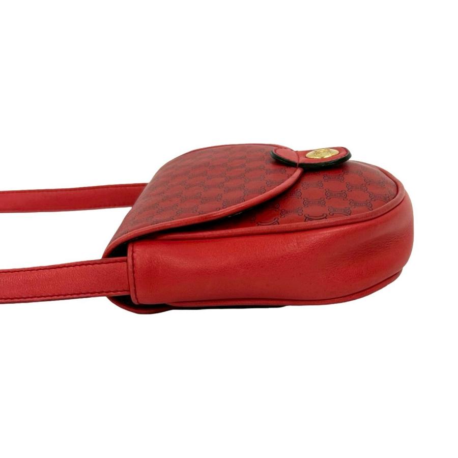 美品 CELINE セリーヌ マカダム ショルダーバッグ レッド CELINE（セリーヌ） 極 美品 ヴィンテージ マカダム 柄 ロゴ 金具