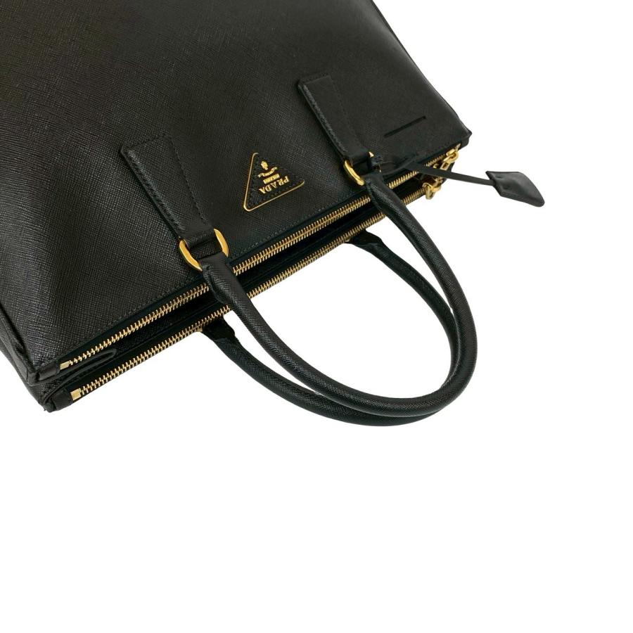プラダ　ハンドバッグ　ガレリア　三角ロゴ　サフィアーノレザー　ゴールド金具 PRADA（プラダ） 極 美品 袋付き ガレリア 三角ロゴ 金具 サフィアーノ
