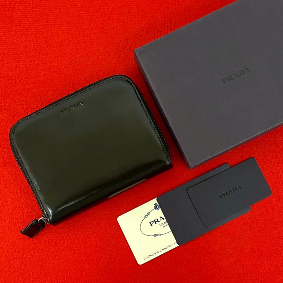 PRADA 二つ折り財布 プラダ ウォレット 1ML018 新作 ほぼ未使用 黒