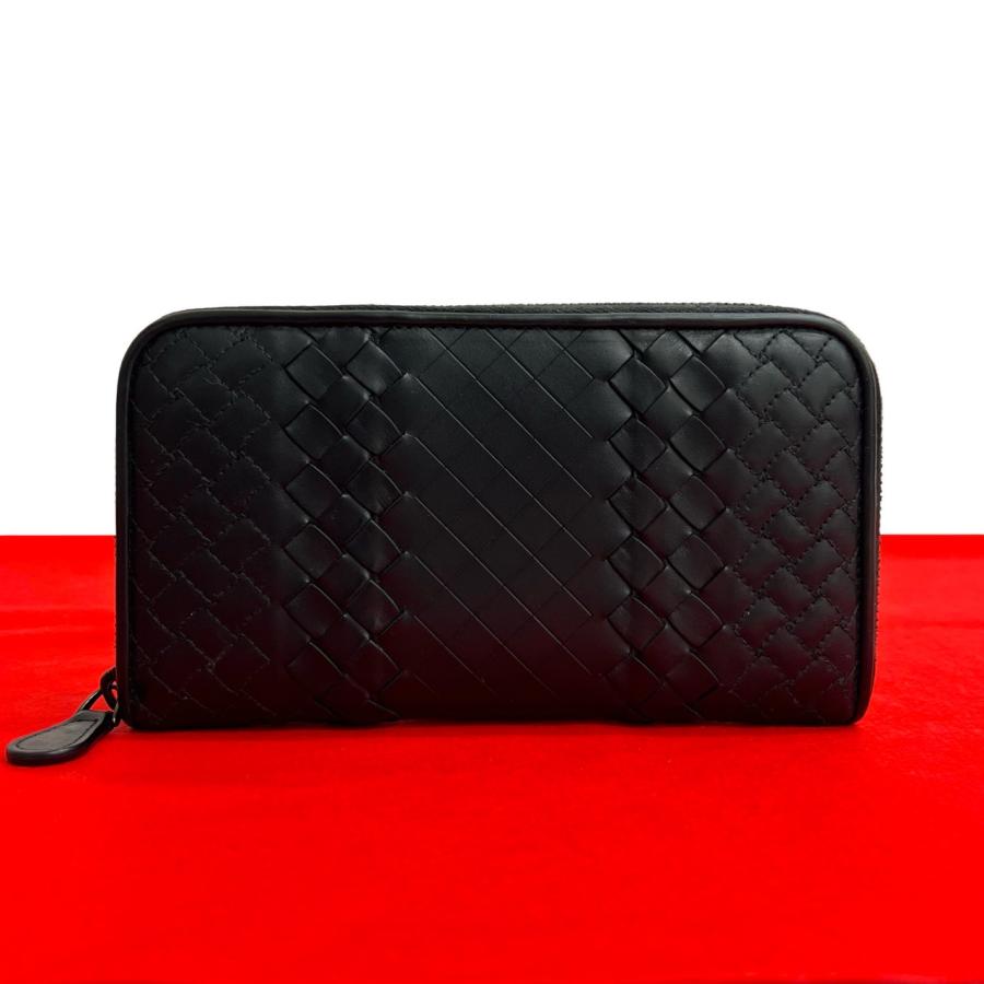 ボッテガヴェネタ ラウンドジップケース イントレチャート ブラック 黒 極 美品 BOTTEGA VENETA ボッテガヴェネタ イントレチャート レザー 本