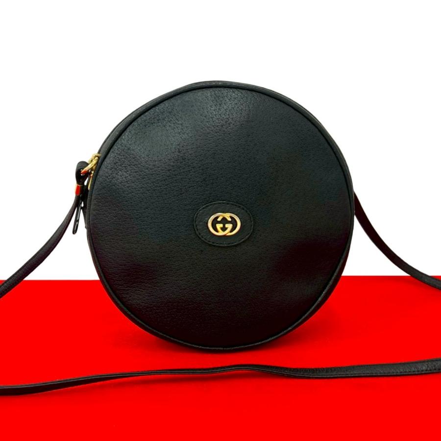 極 美品 GUCCI グッチ オールドグッチ ヴィンテージ GG ロゴ 金具 レザー 本革 ショルダーバッグ ポシェット サコッシュ ブラック 83821 GUCCI（グッチ） 極 美品 オールドグッチ ヴィンテージ GG ロゴ 金具