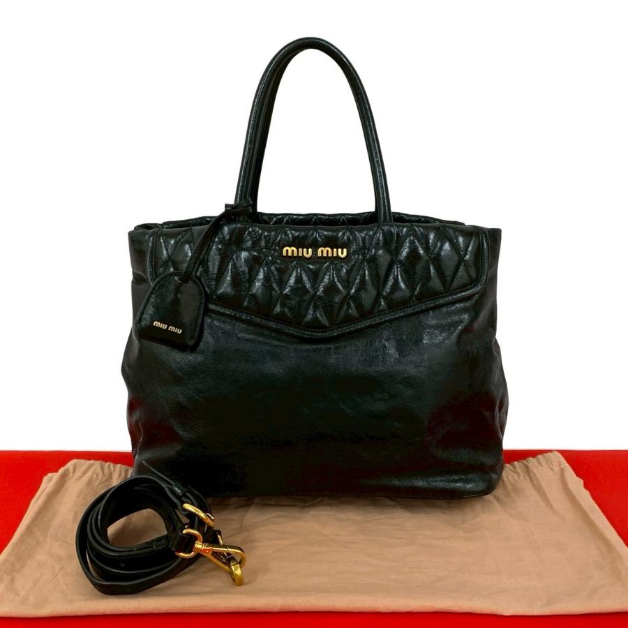 miu miu（ミュウミュウ） 極 美品 VIT.SHINE TRAP ロゴ 金具 レザー 