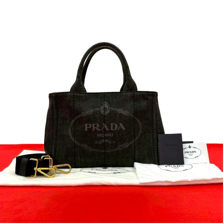 PRADA（プラダ） ほぼ未使用 袋付き カナパ コットン デニム 2way
