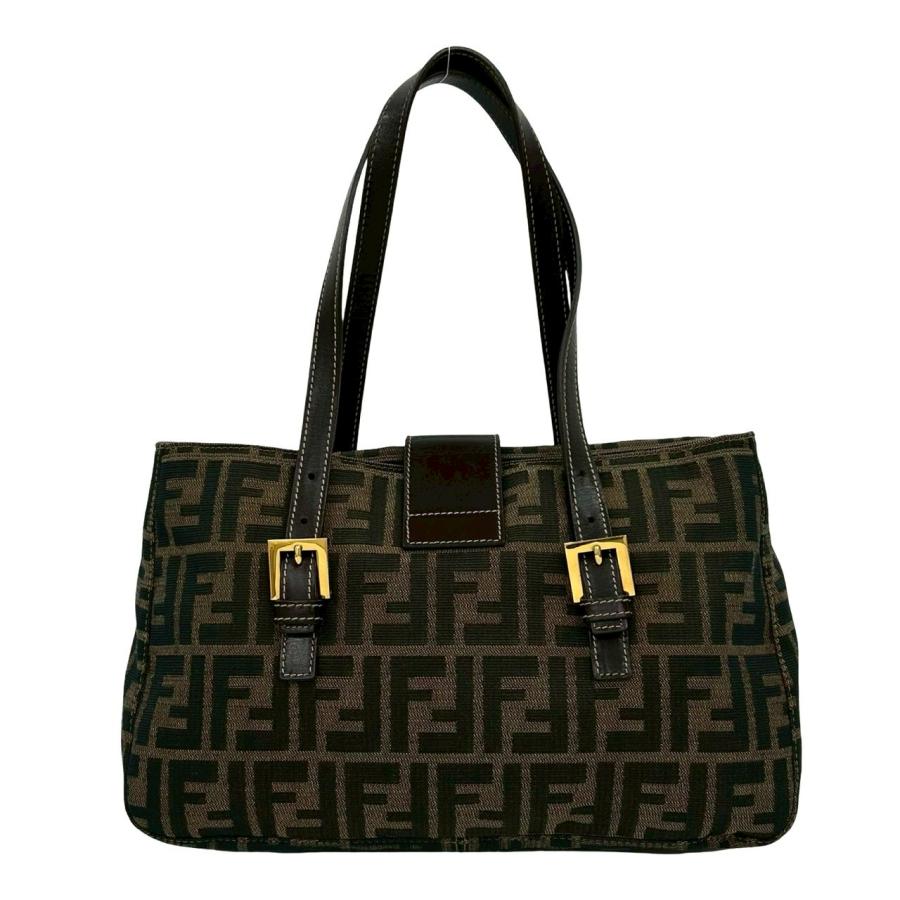 FENDI（フェンディ） 極 美品 FF ロゴ 金具 レザー 本革 キャンバス
