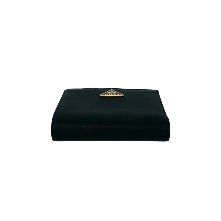 極 美品 PRADA プラダ 三角ロゴ プレート 金具 ナイロン サフィアーノ レザー 本革 二つ折り財布 ミニ ウォレット ブラック 62673 PRADA（プラダ） 極 美品 三角ロゴ プレート 金具 ナイロン