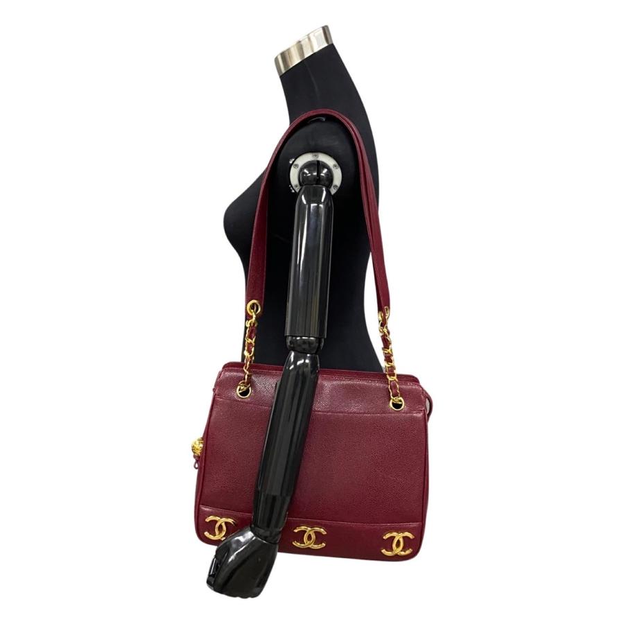 シャネル ココマーク キャビアスキン ターンロック ビジネスバッグ ボルドー CHANEL - シャネル ココマーク キャビアスキン ターンロック