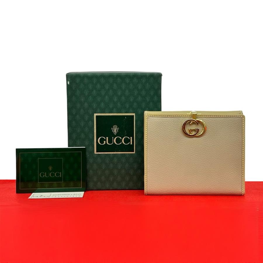 未使用保管品 箱付き GUCCI グッチ オールドグッチ ヴィンテージ GGロゴ 金具 レザー 本革 二つ折り財布 ウォレット ベージュ 32960 GUCCI（グッチ） 未使用保管品 箱付き オールドグッチ ヴィンテージ GG