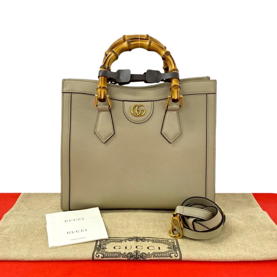 GUCCI（グッチ） 極 美品 袋付き ダイアナ スモール バンブー GG ロゴ