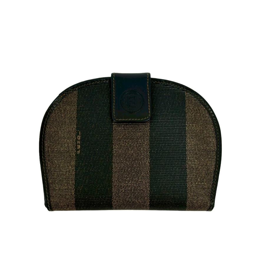 FENDI（フェンディ） 極 美品 ペカン 柄 ストライプ ロゴ レザー 二