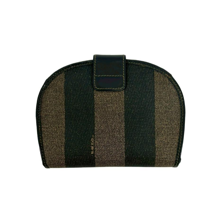 FENDI（フェンディ） 極 美品 ペカン 柄 ストライプ ロゴ レザー 二 