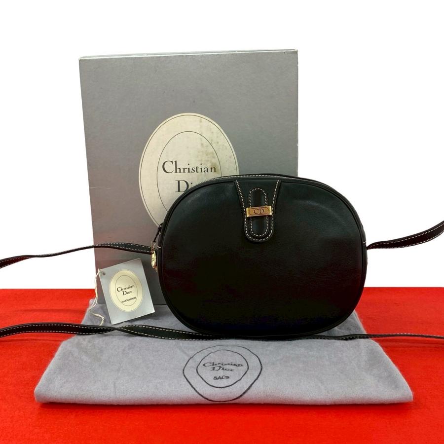 【美品】Vintage Dior ショルダーバッグ ポシェット CD レザー 極 美品 箱 袋付き Christian Dior ディオール ヴィンテージ CD ロゴ