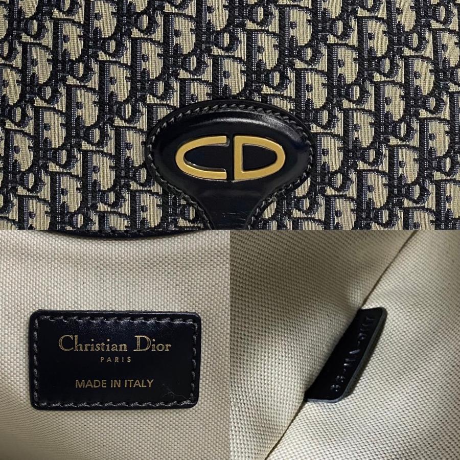 未使用保管品 袋付 Christian Dior ディオール トロッター CD ロゴ 金具 キャンバス レザー 2way クラッチバッグ ハンドバッグ 紺 31875｜linkvintage｜05