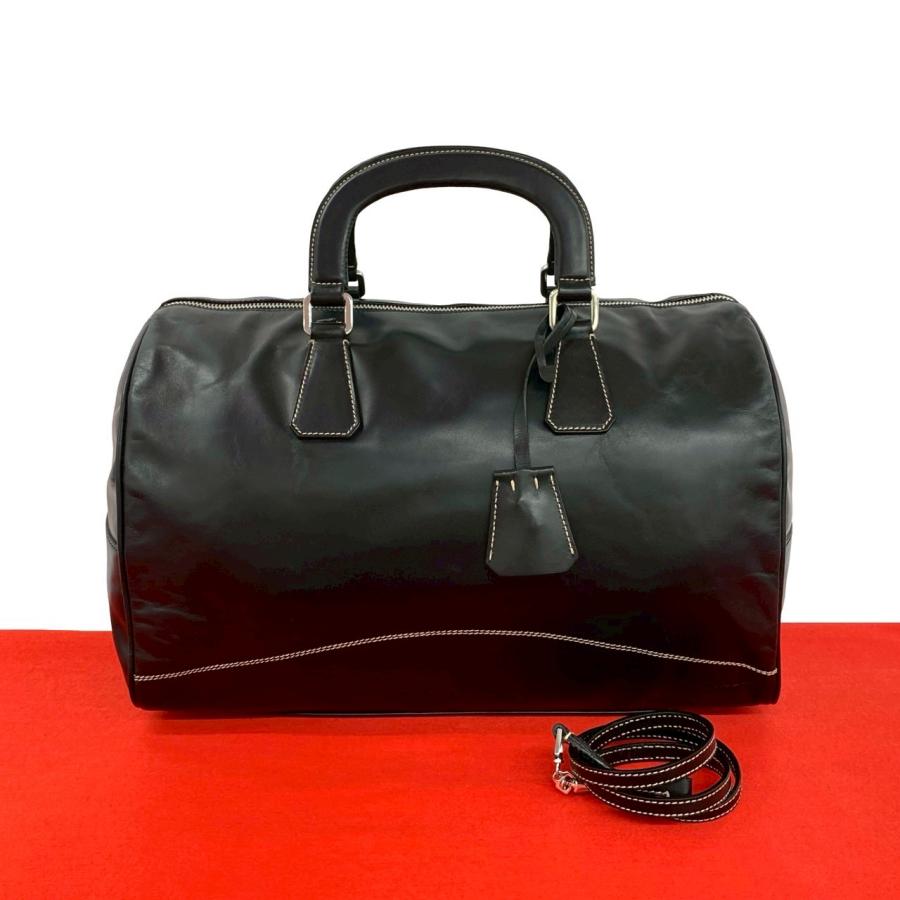 PRADA（プラダ） 極 美品 希少品 ロゴ 金具 ステッチ レザー 本革 2way