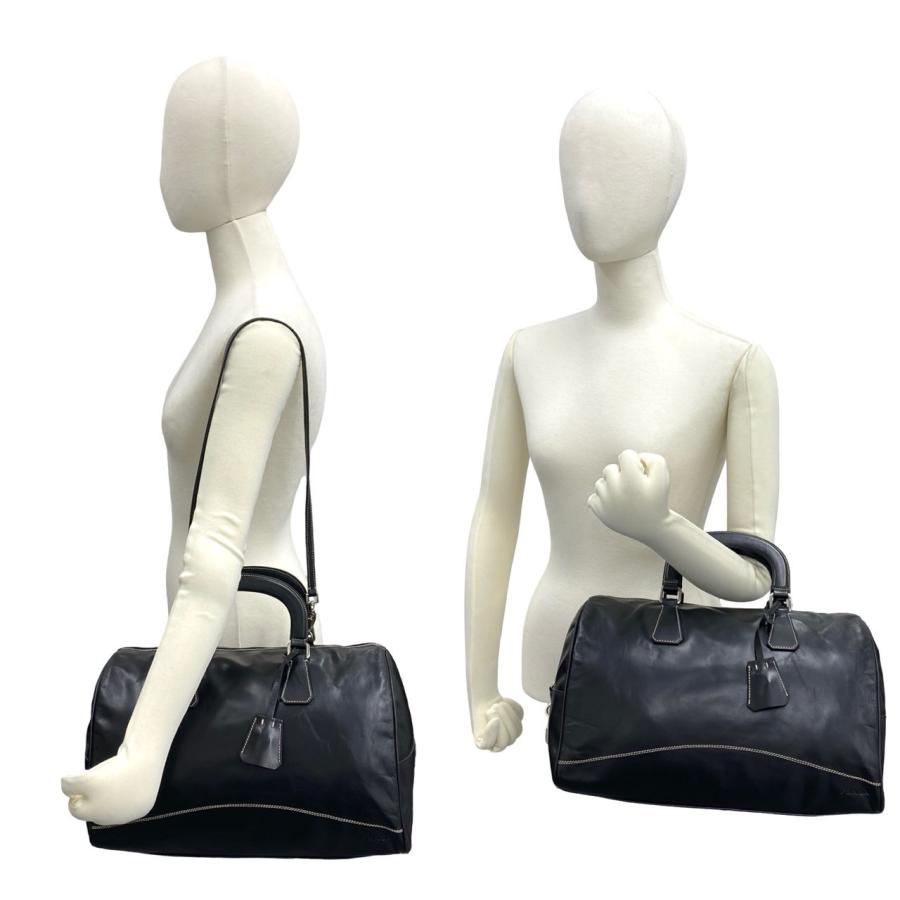 PRADA（プラダ） 極 美品 希少品 ロゴ 金具 ステッチ レザー 本革 2way