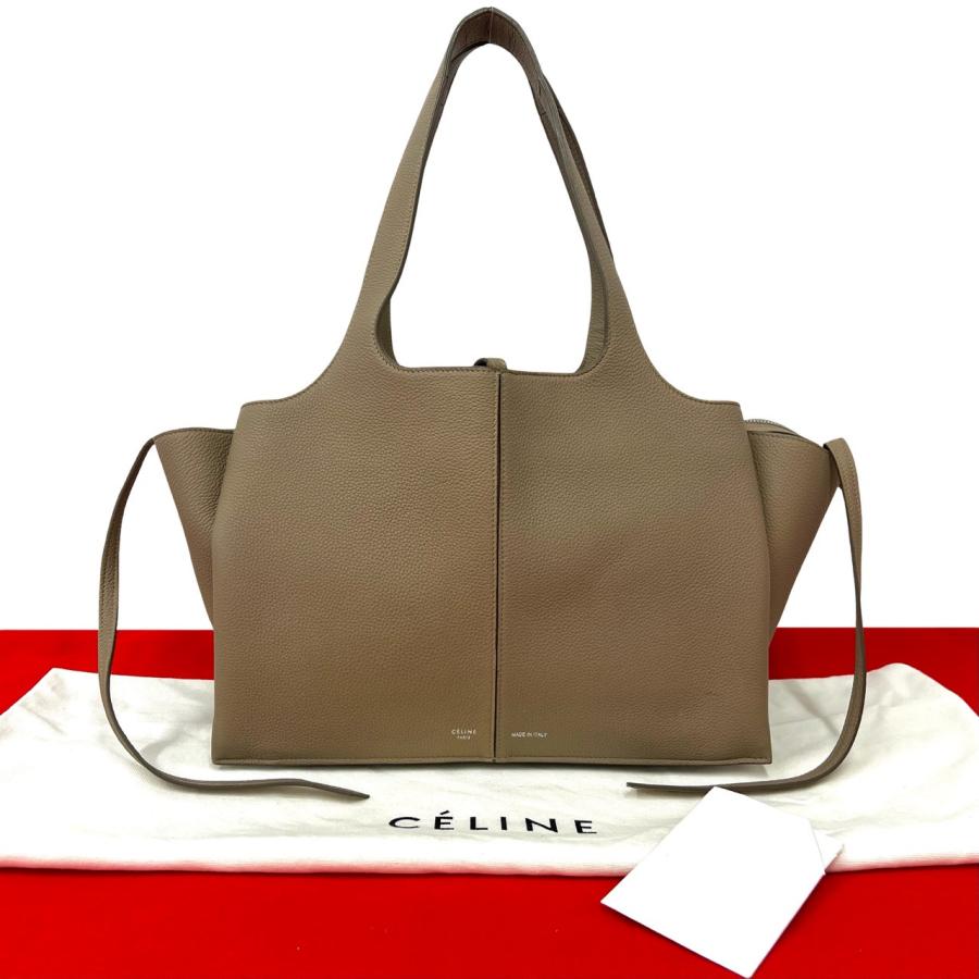 美品CELINEトライフォールド トートバッグ ハンドバッグ カーフレザー