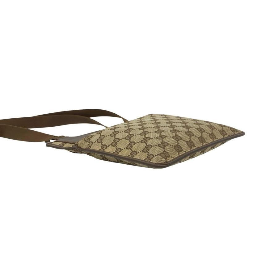 【良品】GUCCI グッチ　ショルダーバッグ　サコッシュ　キャンバス　ブラウン GUCCI（グッチ） 極 美品 GG 柄 ロゴ プレート金具 キャンバス レザー