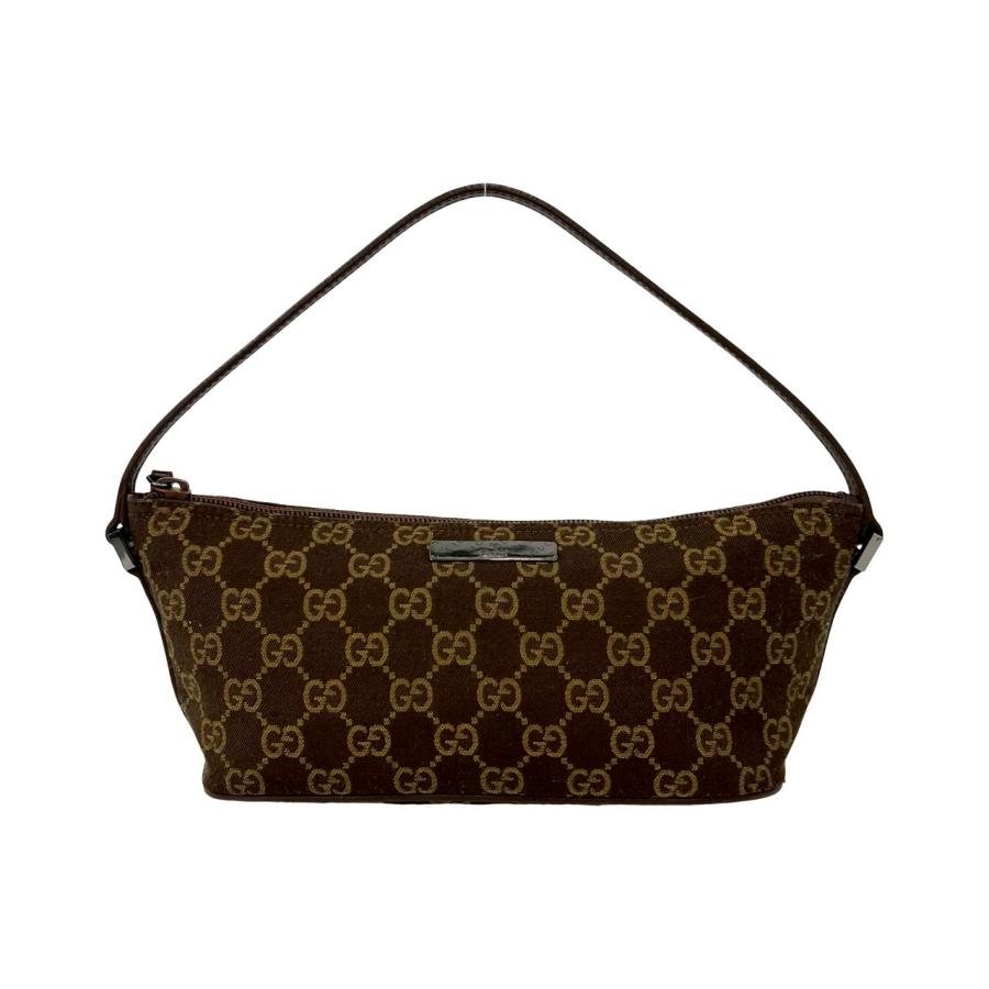 GUCCI（グッチ） 極 美品 GG 柄 ロゴ プレート 金具 キャンバス レザー 