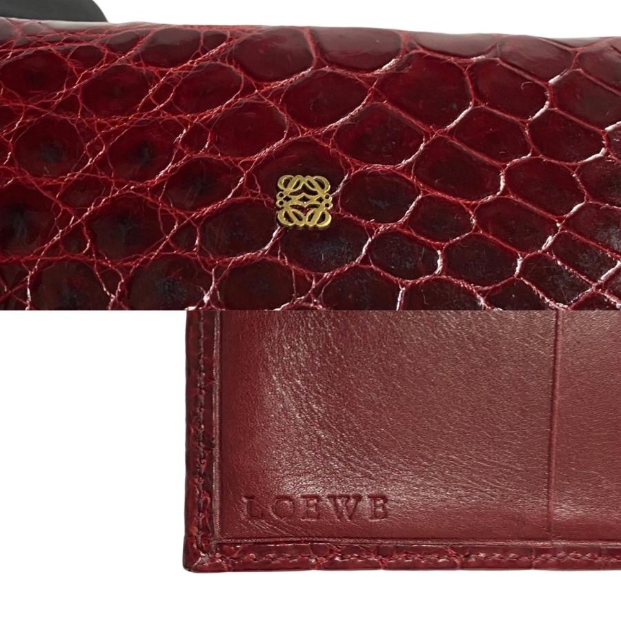 LOEWE（ロエベ） 極 美品 希少品 アナグラム ロゴ 金具 レザー 本革 二