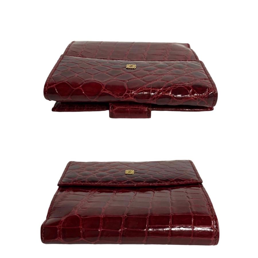 LOEWE 極 美品 希少品 ロエベ アナグラム ロゴ 金具 レザー 本革 二  