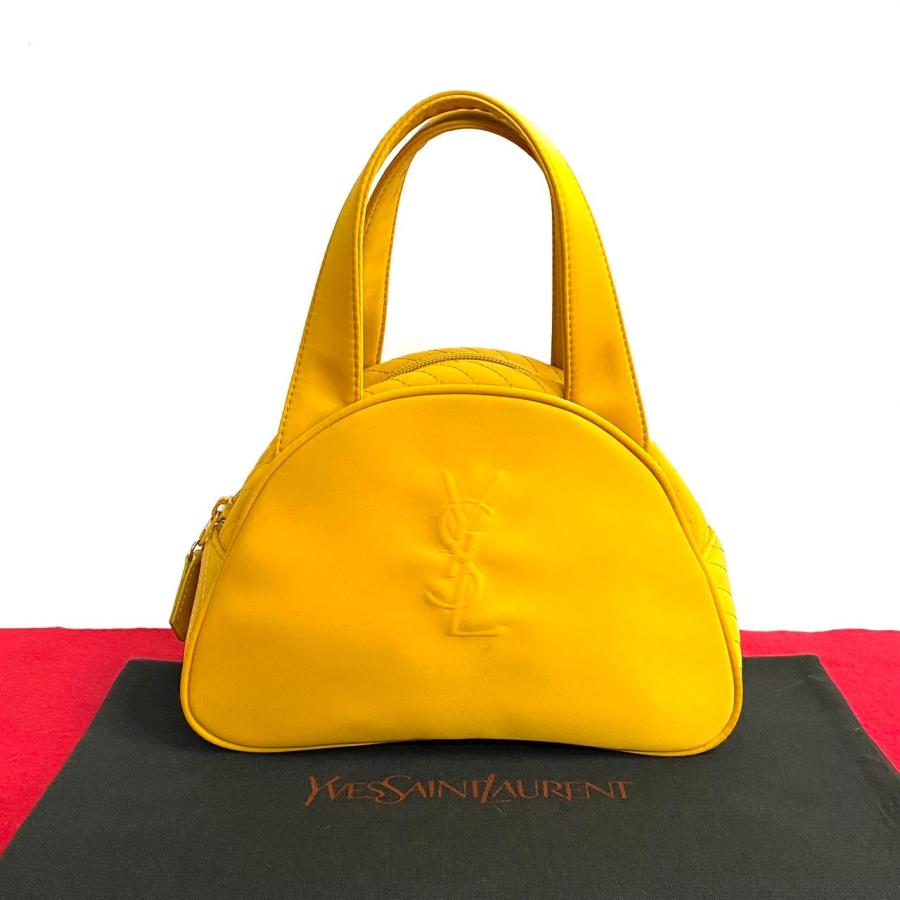 極 美品 YVES SAINT LAURENT イヴサンローラン YSL ロゴ ステッチ 