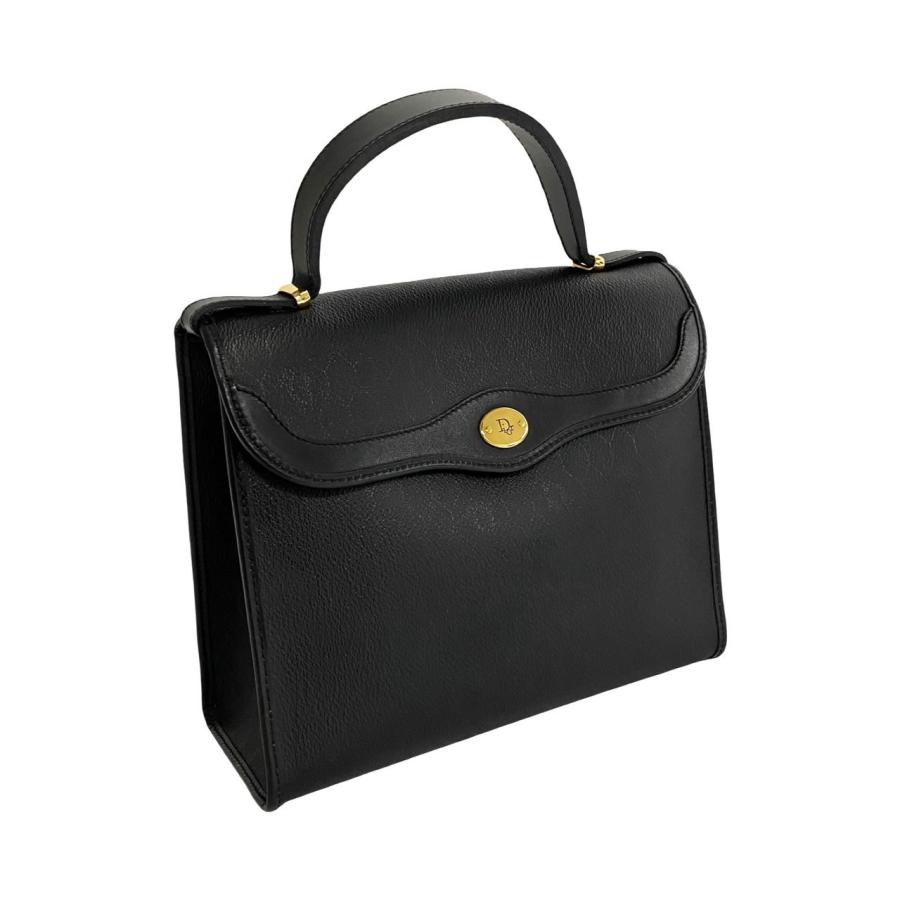 クリスチャンディオール　ヴィンテージ　ブラックレザーハンドバッグ クリスチャンディオール ヴィンテージ ブラックレザーハンドバッグ