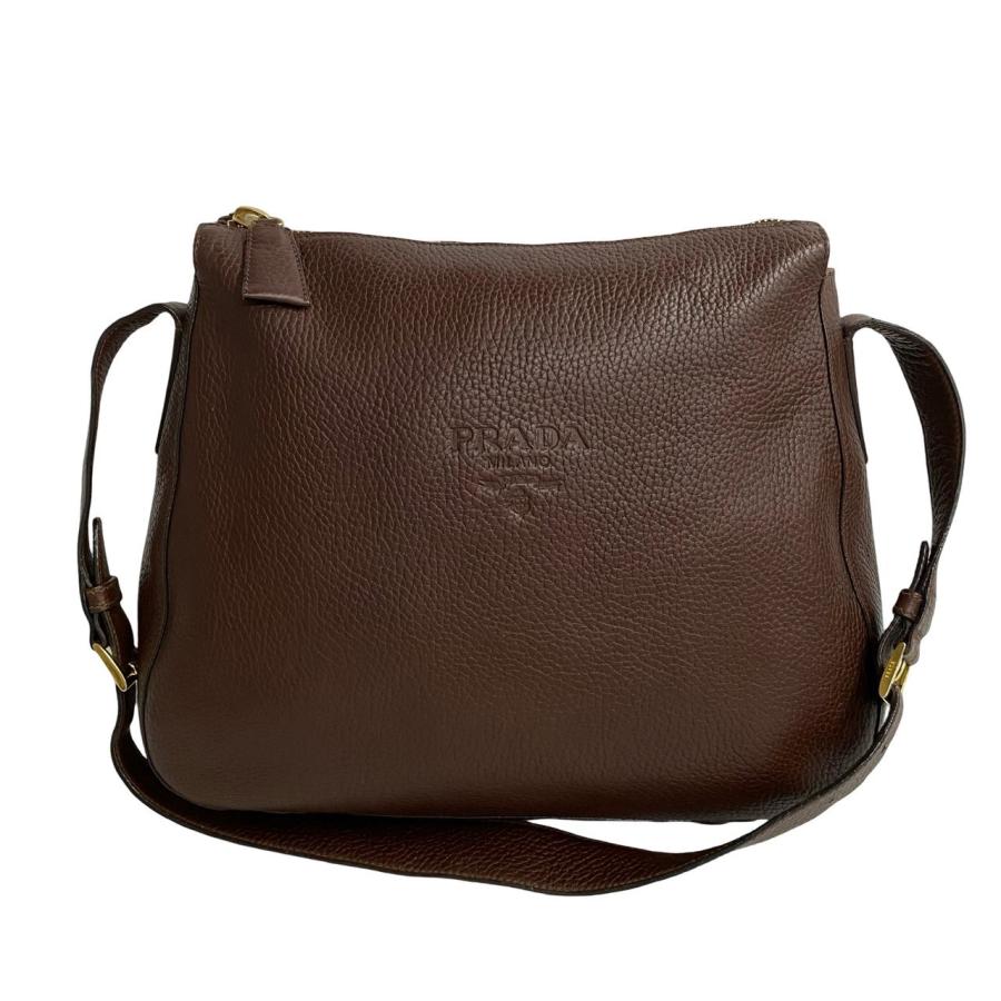 PRADA（プラダ） 極 美品 希少品 ロゴ 刻印 レザー 本革 セミ ワン 