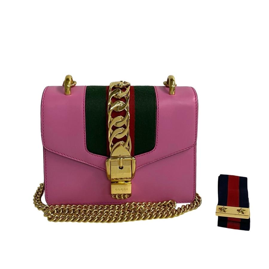 極 美品 リボン付き 希少品 GUCCI グッチ シルヴィ シェリーライン 