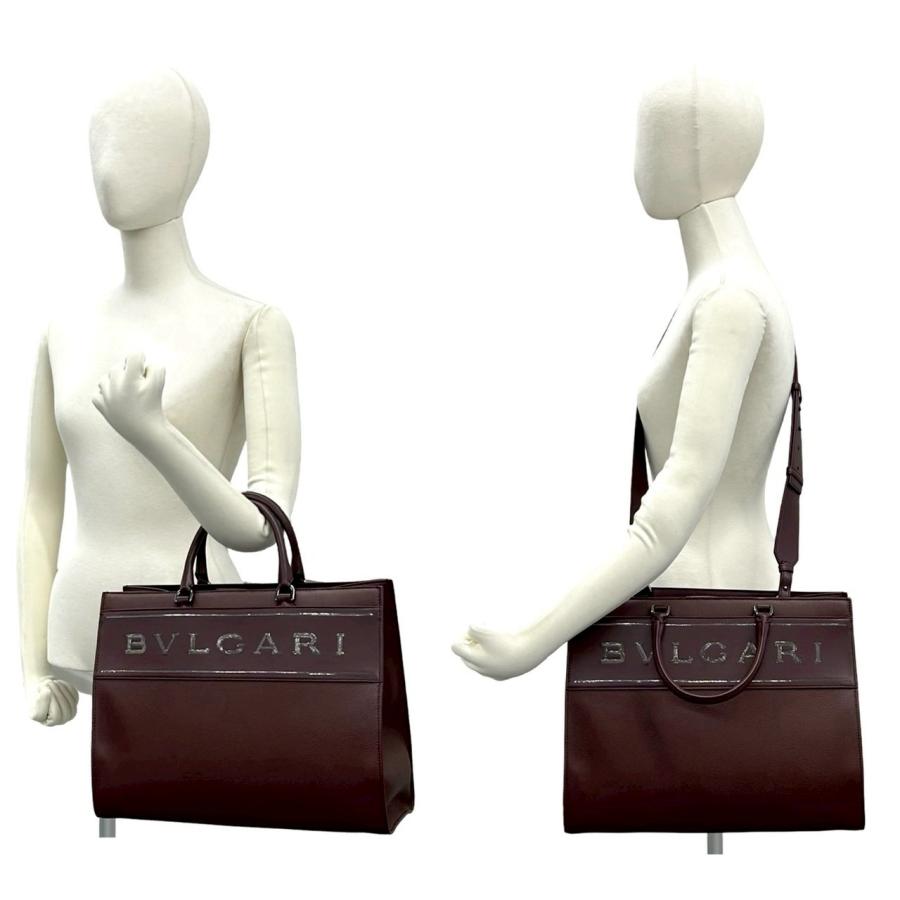 BVLGARI（ブルガリ） 未使用保管品 袋付 ロゴ トートバッグ レザー 本