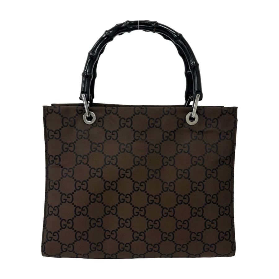 極 美品 GUCCI グッチ バンブー GG 柄 ナイロン レザー 本革 