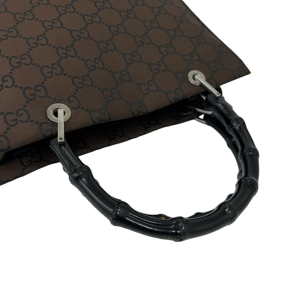 極 美品 GUCCI グッチ バンブー GG 柄 ナイロン レザー 本革 