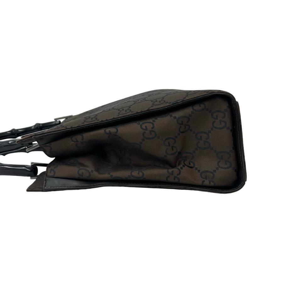 極 美品 GUCCI グッチ バンブー GG 柄 ナイロン レザー 本革 